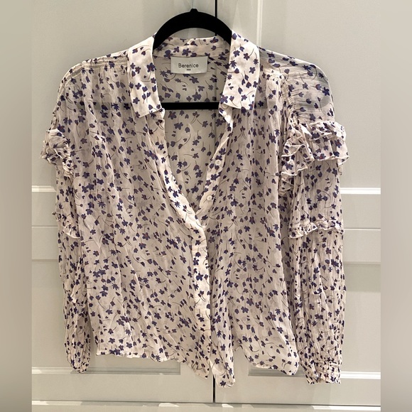 Berenice blouse with blue/red flowers - Picture 1 of 6